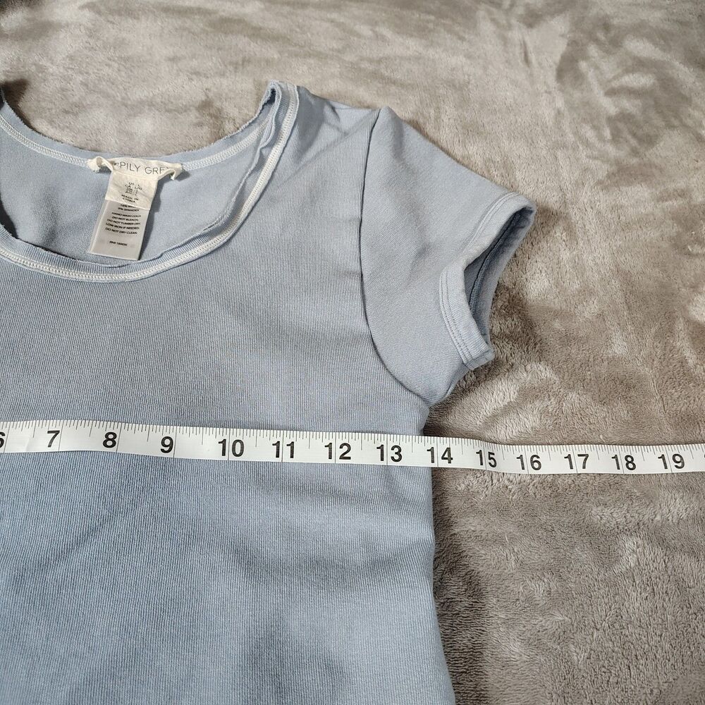 Minimalist Fitted Scoop Neck Tee Size L Stretchy Capsule Wardrobe Basic Clean - Picture 7 of 7
